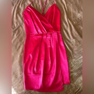 Zara - BARBIE PINK Satin Cross Front Mini Dress - XS